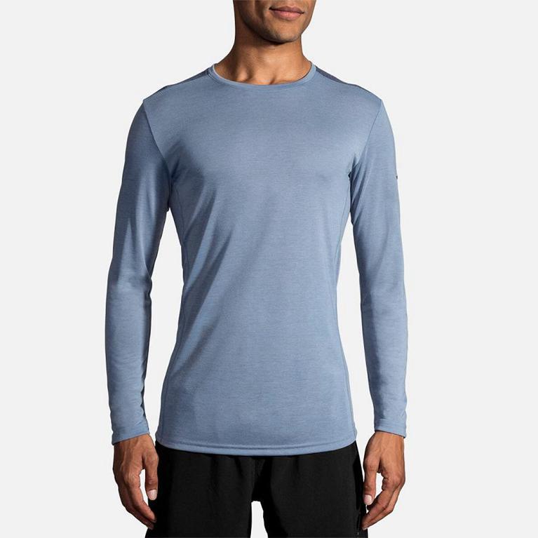 Brooks Distance Men's Long Sleeve Running Shirt - Blue (01269-RZYS)